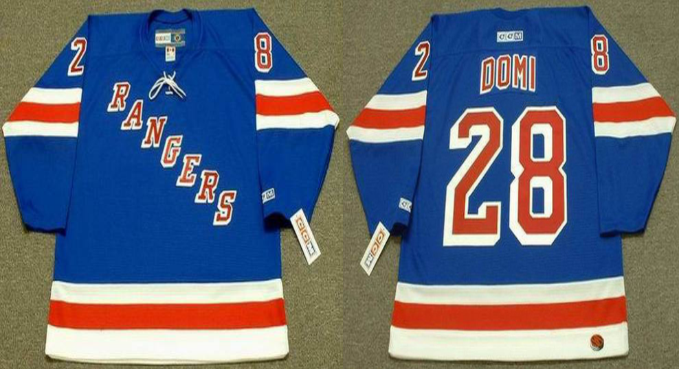 2019 Men New York Rangers 28 Domi blue style #2 CCM NHL jerseys
